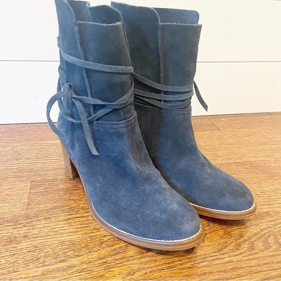 Matta NY | Florentia Italian Blue Suede/ Leather Ankle Boot Size 37 1/2- US 7.5 - Picture 7 of 12